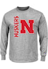 Main image for Mens Grey Nebraska Cornhuskers Vault Logo Wordmark Big and Tall Long Sleeve T-Shirt