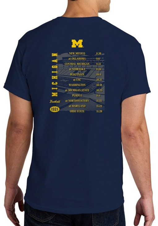 Michigan Wolverines Blue 2025 Football Schedule Short Sleeve T Shirt