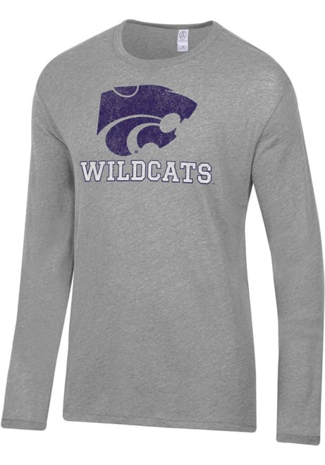 Mens K-State Wildcats Grey Alternative Apparel Keeper Long Sleeve Fashion T Shirt