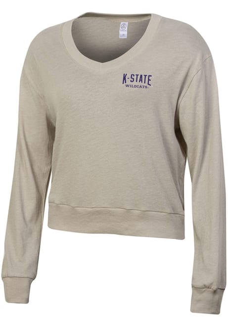 Womens K-State Wildcats Oatmeal Alternative Apparel Slouchy Long Sleeve T-Shirt