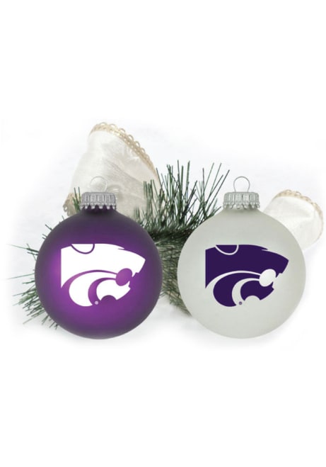 Purple K-State Wildcats Two Pack Ball Ornament