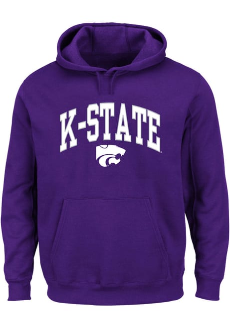 Mens Purple K-State Wildcats Arch Mascot Big and Tall Hooded Sweatshirt