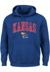 Main image for Kansas Jayhawks Mens Blue Arch Mascot Big and Tall Hooded Sweatshirt