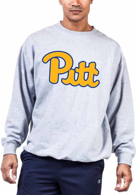 Mens Grey Pitt Panthers Big Logo Big and Tall Crew Sweatshirt