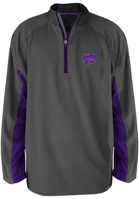 Mens Charcoal K-State Wildcats Side Panel 1/4 Zip Pullover
