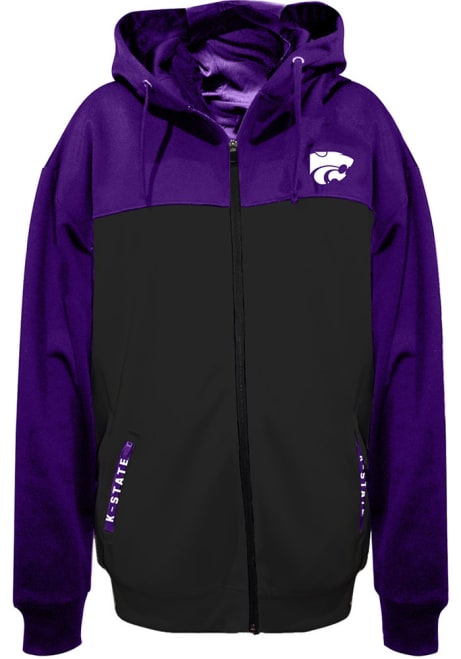 Mens Purple K-State Wildcats Fleece Contrast Big and Tall Zip Sweatshirt