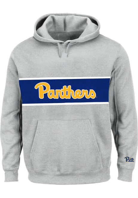 Mens Grey Pitt Panthers French Terry Pieced Body Big and Tall Hooded Sweatshirt