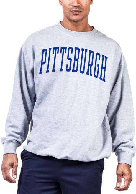 Mens Grey Pitt Panthers Reverse Weave Arch Name Big and Tall Crew Sweatshirt