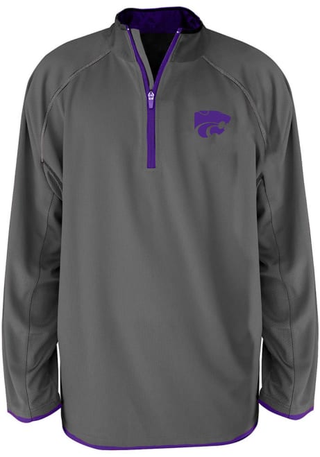 Mens Grey K-State Wildcats Raglan Qtr Zip