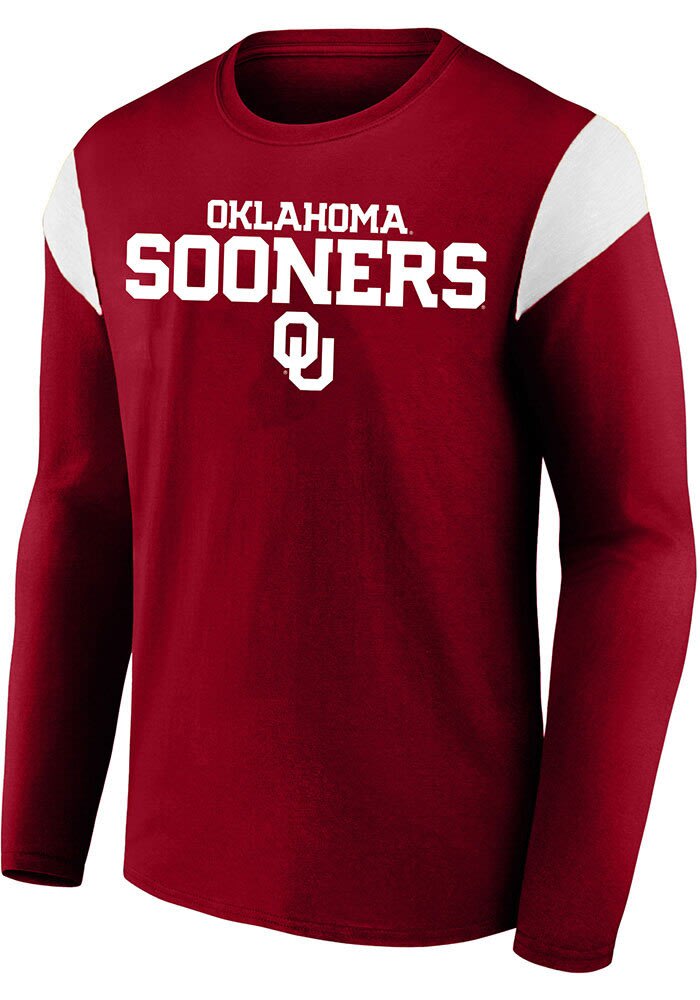 Oklahoma Sooners Mens CRIMSON Contrast Long Sleeve T - 26500796