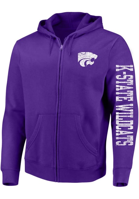 Mens Purple K-State Wildcats Fleece Big and Tall Zip Sweatshirt