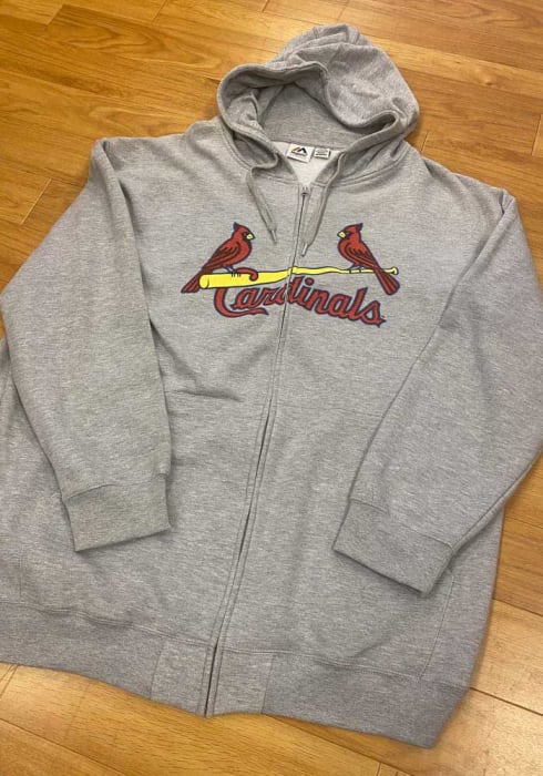 STL Cardinals Cardinals Grey Away Wordmark Big and Tall Zip Sweatshirt