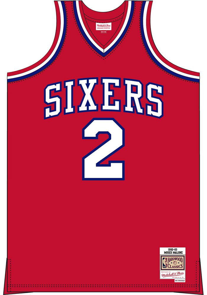 Moses Malone Philadelphia 76ers Profile 82 83 Road Swingman Jersey RED