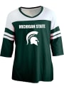 Michigan State Spartans Womens Contrast 3/4 + T-Shirt - Green