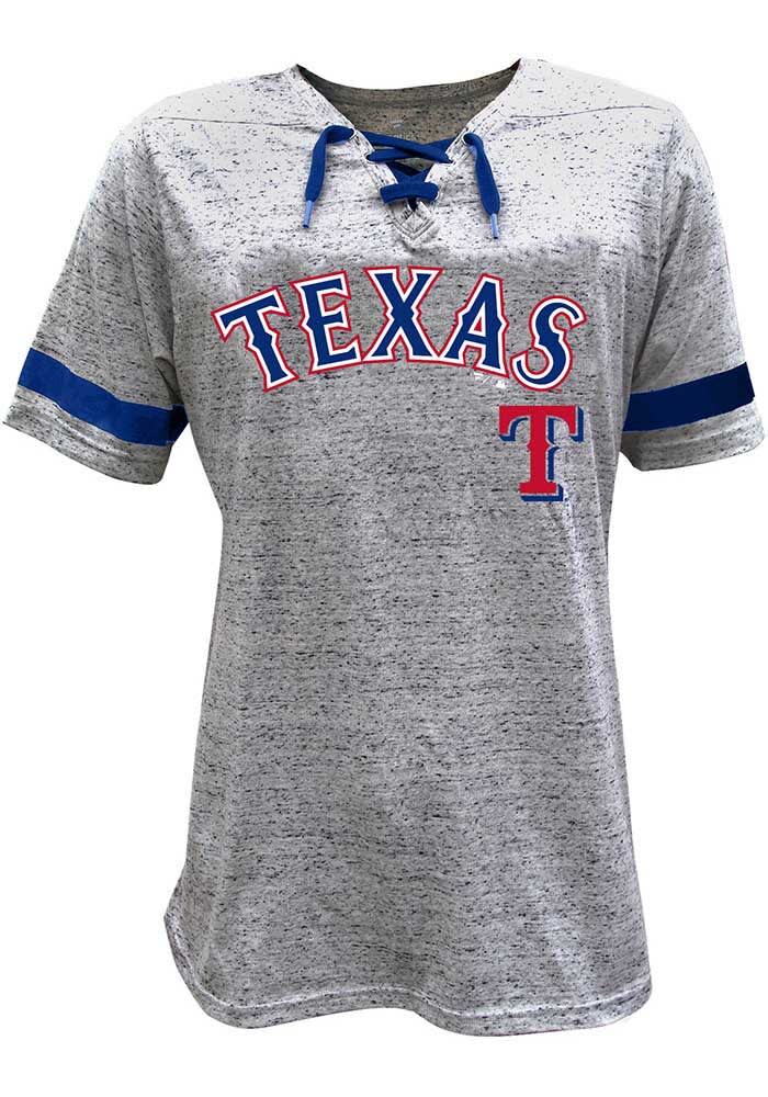 Texas Rangers Womens Grey Lace Up Short Sleeve T Shirt