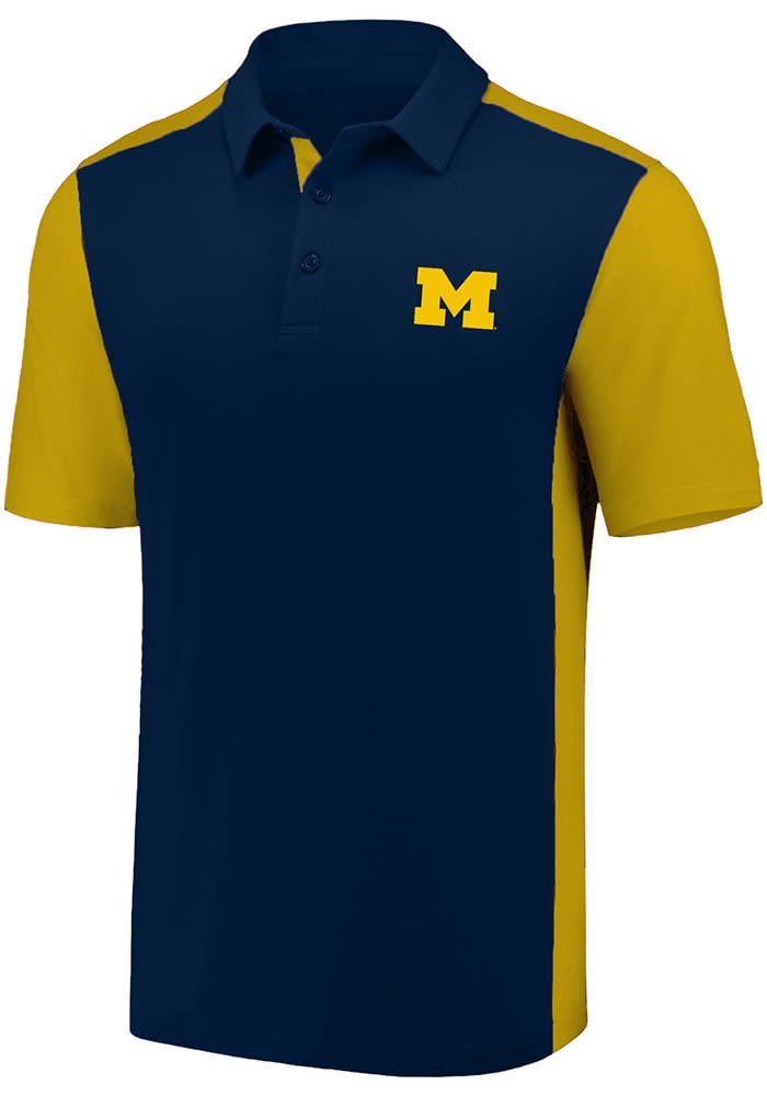 Michigan Wolverines NAVY Contrast Sleeve Big and Tall Golf Shirt