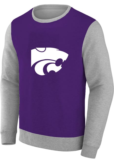 Womens Purple K-State Wildcats Colorblock+ Crew Sweatshirt