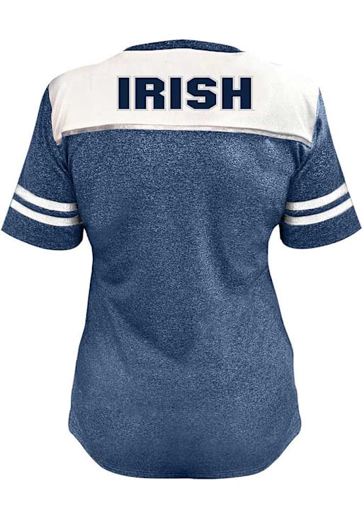 Notre Dame Fighting Irish Womens White Glitter and Rhinestones Short Sleeve T-Shirt