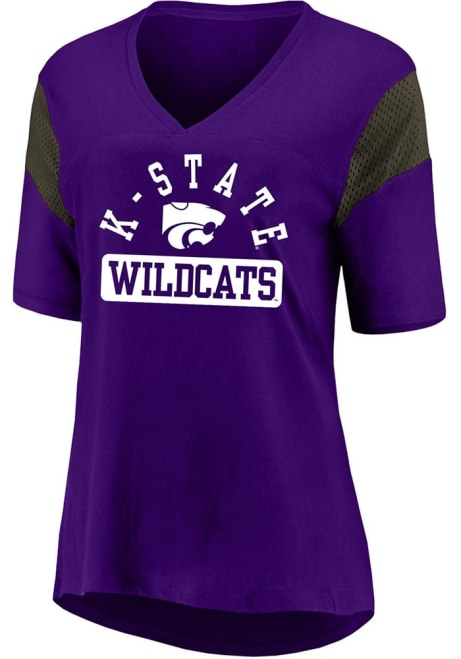 K-State Wildcats Contrast Sleeve Short Sleeve T-Shirt - Purple