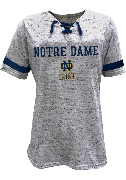 Notre Dame Fighting Irish Womens Grey Lace Up Short Sleeve T-Shirt
