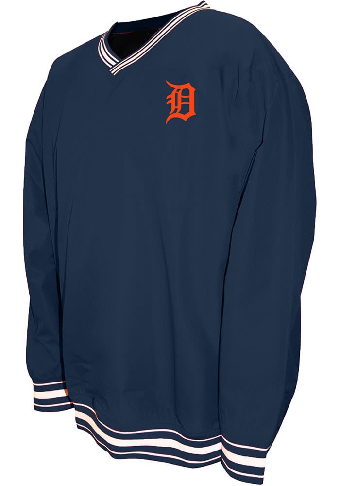 Detroit Tigers Mens Nylon Pullover NAVY Light Weight Jacket