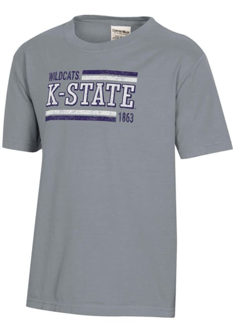 Youth K-State Wildcats Grey ComfortWash Garment Dyed Short Sleeve T-Shirt