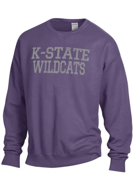 Mens K-State Wildcats Purple ComfortWash Garment Dyed Crew Sweatshirt
