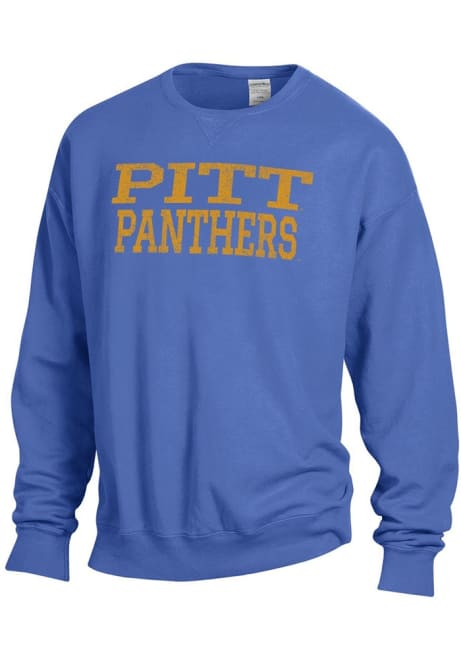 Mens Pitt Panthers Blue ComfortWash Garment Dyed Crew Sweatshirt