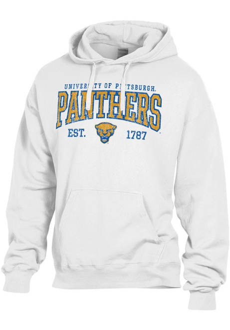 Mens Pitt Panthers White ComfortWash Garment Dyed Hooded Sweatshirt