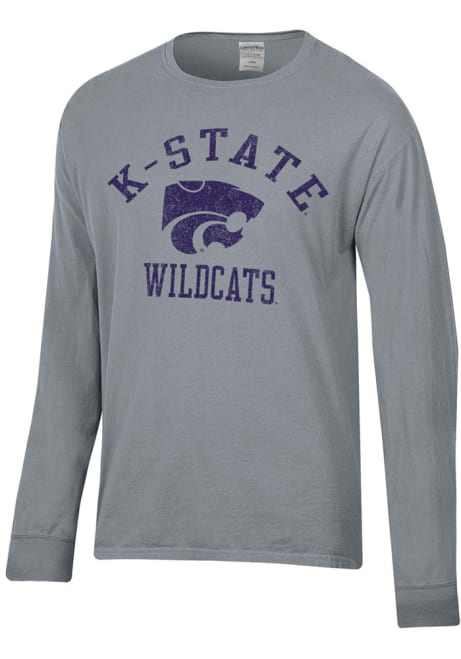 Mens K-State Wildcats Charcoal ComfortWash Garment Dyed Tee