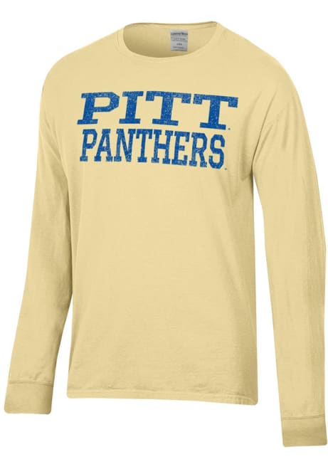 Mens Pitt Panthers Yellow ComfortWash Garment Dyed Tee