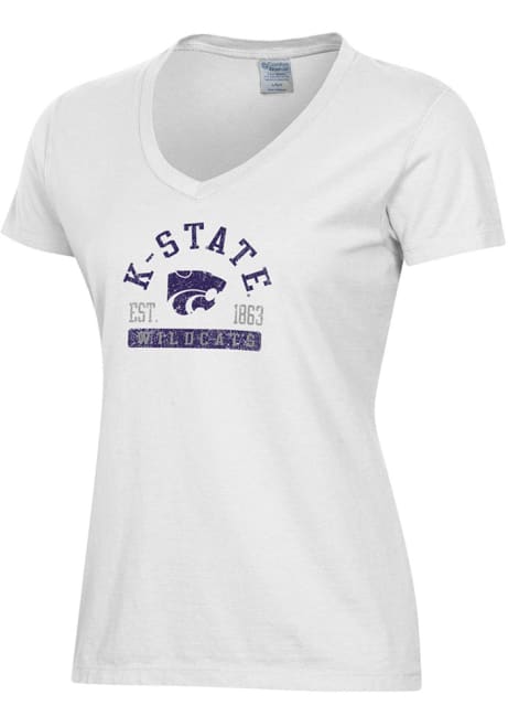 Womens K-State Wildcats White ComfortWash Garment Dyed Short Sleeve T-Shirt