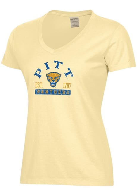 Pitt Panthers Yellow ComfortWash Garment Dyed Short Sleeve T-Shirt