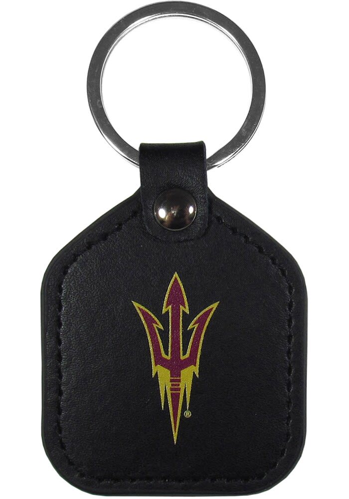 Arizona State Sun Devils BLACK Leather Square Keychain - 2678644