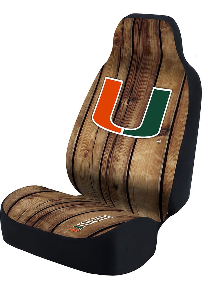 Miami Hurricanes Universal Bucket Car Seat Cover Brown