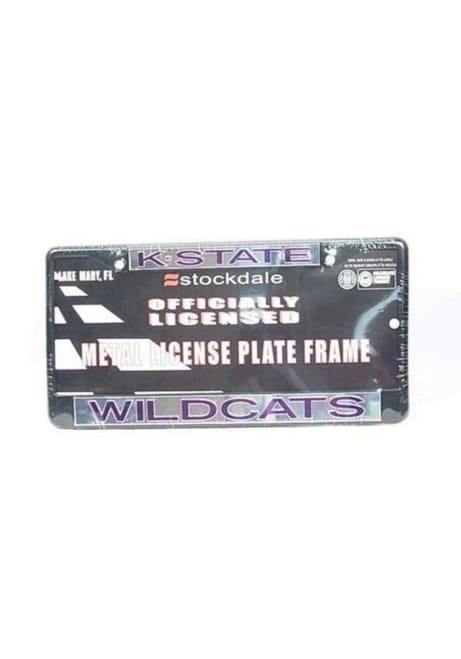 K-State Wildcats Silver  Black Metal License Frame