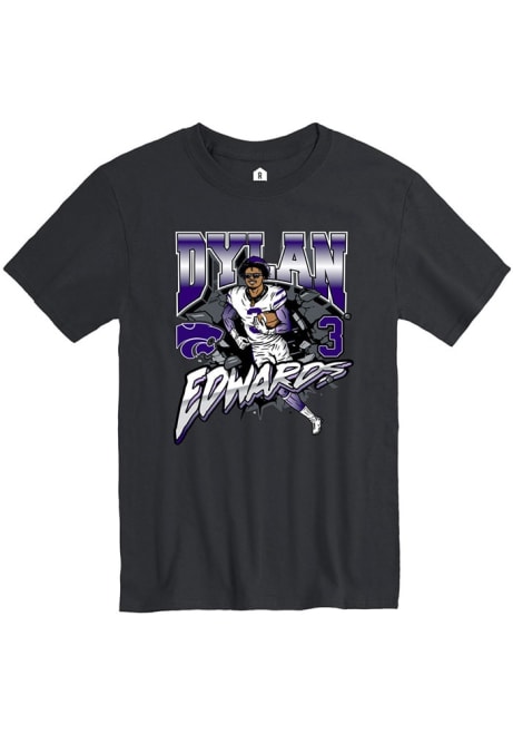 Dylan Edwards Rally Mens Black K-State Wildcats Football Caricature Fashion Player T Shirt