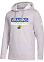 Kansas Jayhawks Adidas Three Stripe Pullover Hooded Sweatshirt - Grey