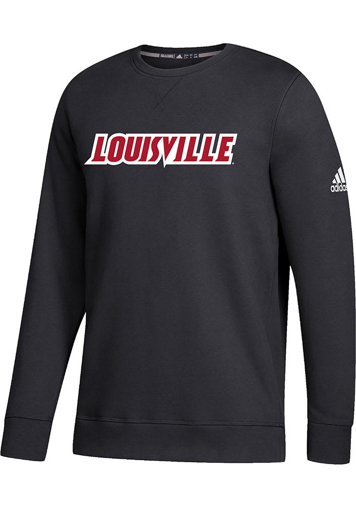Adidas Louisville Cardinals Mens BLACK Fleece Crew Sweatshirt