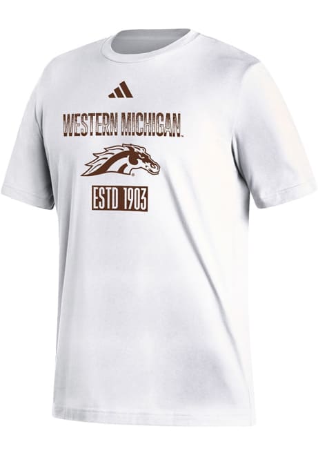 Western Michigan Broncos White Adidas Fresh Design Short Sleeve T Shirt