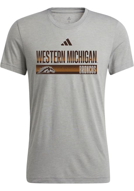 Western Michigan Broncos Grey Adidas Blend Short Sleeve T Shirt