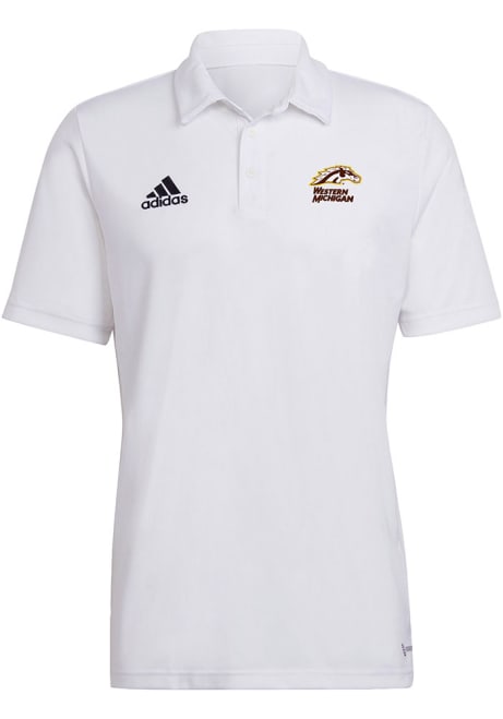 Mens Western Michigan Broncos White Adidas Primary Logo Entrada22 Short Sleeve Polo Shirt