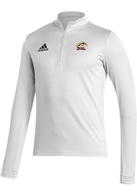 Mens Western Michigan Broncos White Adidas Primary Logo Entrada22 Qtr Zip Pullover