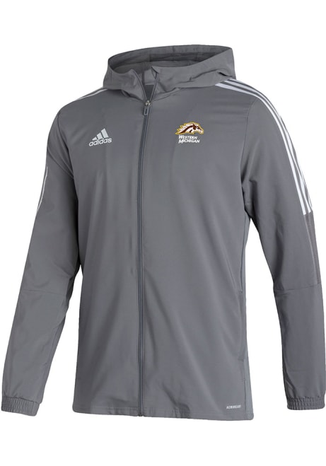 Mens Western Michigan Broncos Grey Adidas Primary Logo Tiro21 Windbreaker Light Weight Jacket