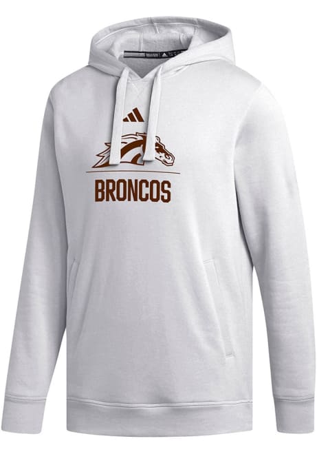 Mens Western Michigan Broncos White Adidas Fleece Hooded Sweatshirt