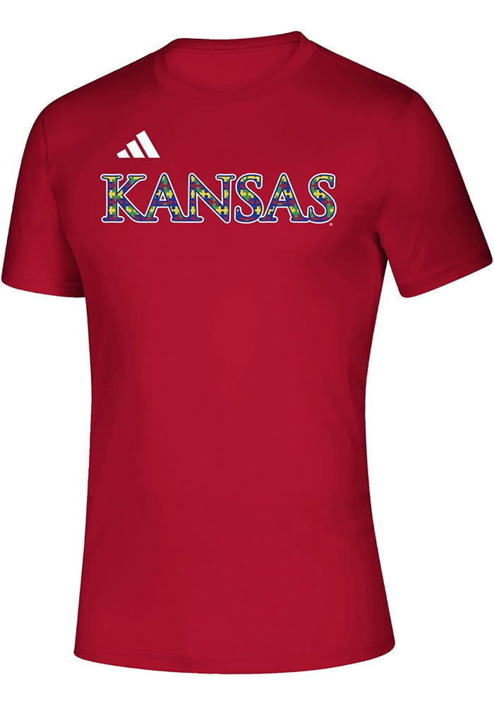 Adidas Kansas Jayhawks Red Autism Awareness Creator Short Sleeve T Shirt