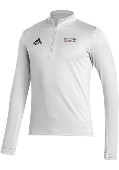 Mens Western Michigan Broncos White Adidas Wordmark Entrada22 Qtr Zip Pullover