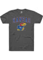 Kansas Jayhawks Rally Distressed Arch Mascot T Shirt - Grey