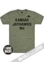 Kansas Jayhawks Rally Folds of Honor Stencil Fashion T Shirt - Olive