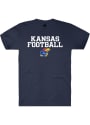 Kansas Jayhawks Rally Football Stacked T Shirt - Navy Blue